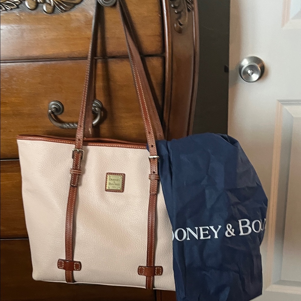 Dooney & Bourke Cream and Brown Leather Tote